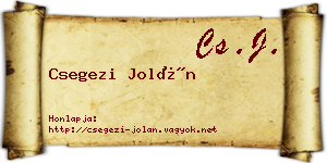Csegezi Jolán névjegykártya