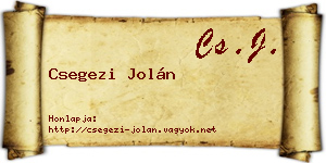 Csegezi Jolán névjegykártya